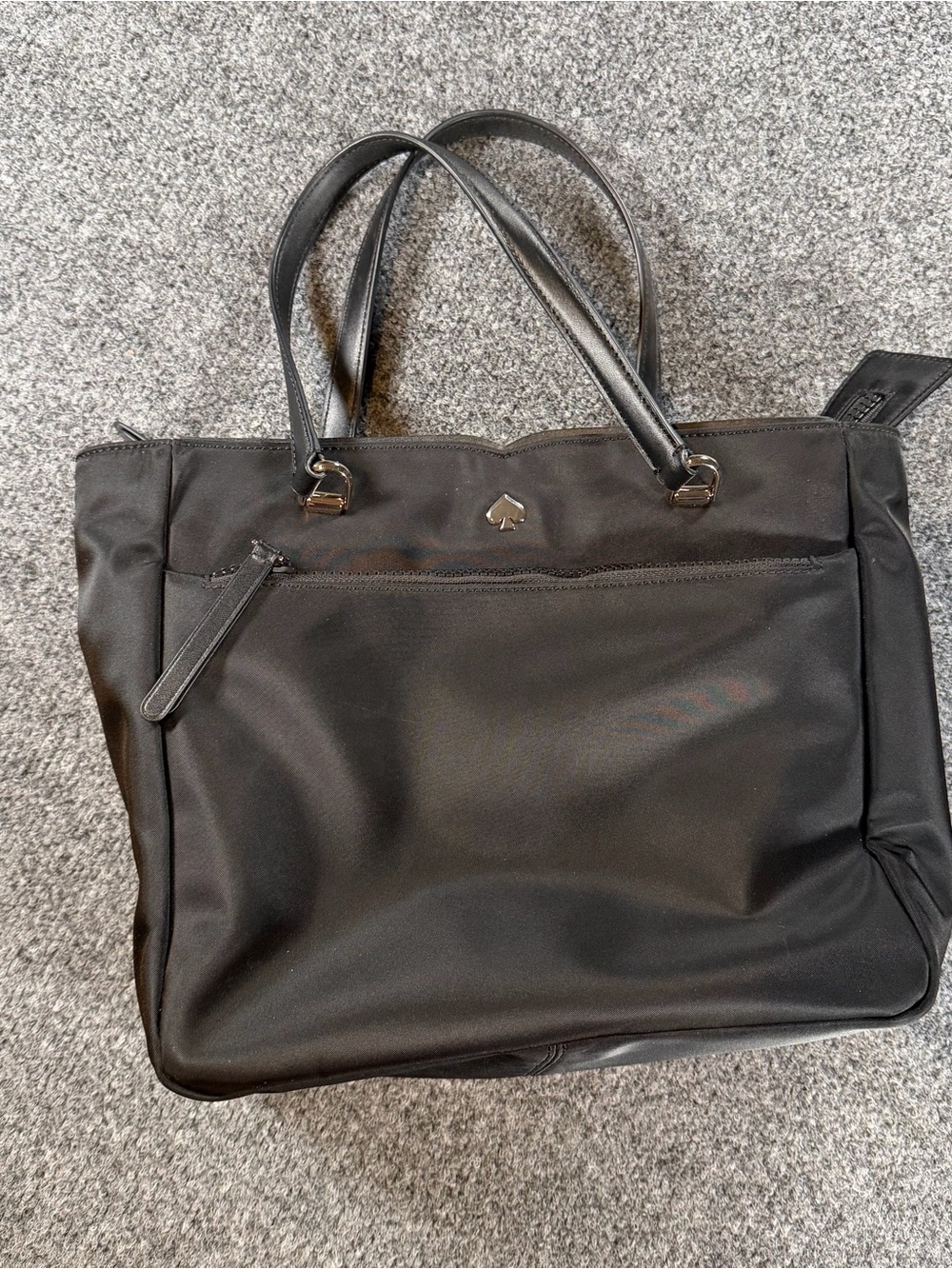 Kate Spade Jae Black Nylon Tote with Leather Top Handles Medium like new